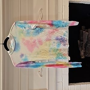 LOVE STREAK: Mock neck rib knit tie-dye shirt